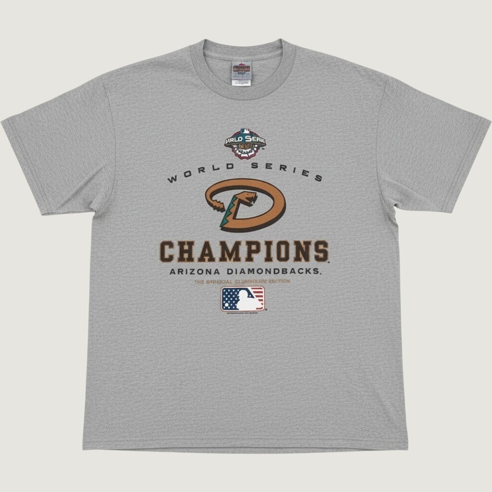 Lee Sport Arizona Diamondbacks T-Shirt XL 2001‎ World Series Champions Grey Vtg